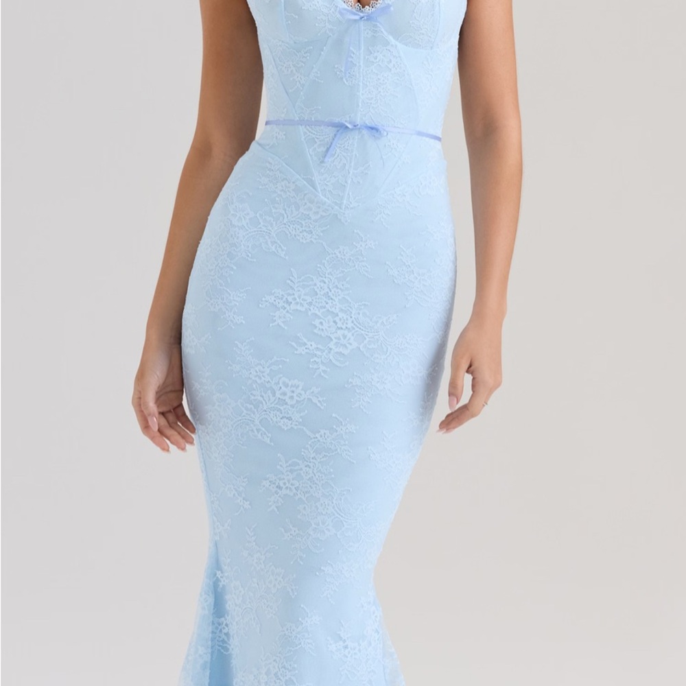 House of CB Sarai Baby Blue Lace Dress